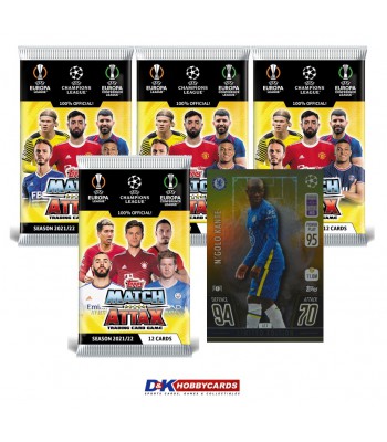 Topps Match Attax Champions League 2021/2022 GOLD Limited Edition N'Golo Kanté (Chelsea) + 4 kaardipakki 
